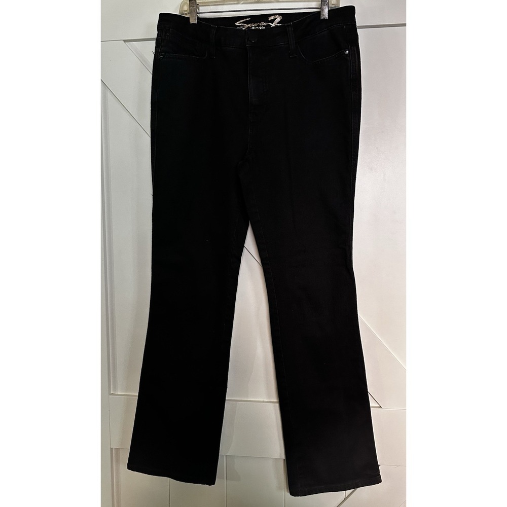 Seven7 Bombshell High Rise Bootcut Jeans Womens 12 Preppy‎ Black Denim